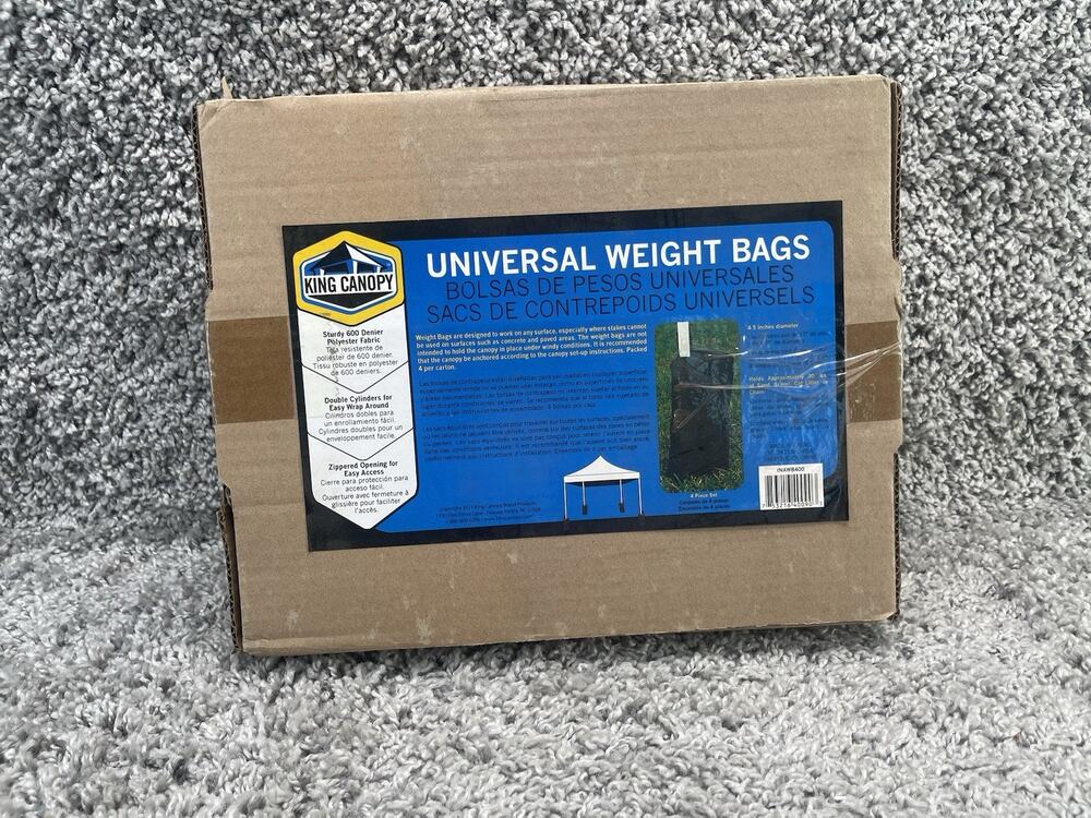 King Canopy Universal Weight Bags Four Piece Set 4.5 in Diameter Brand New Box